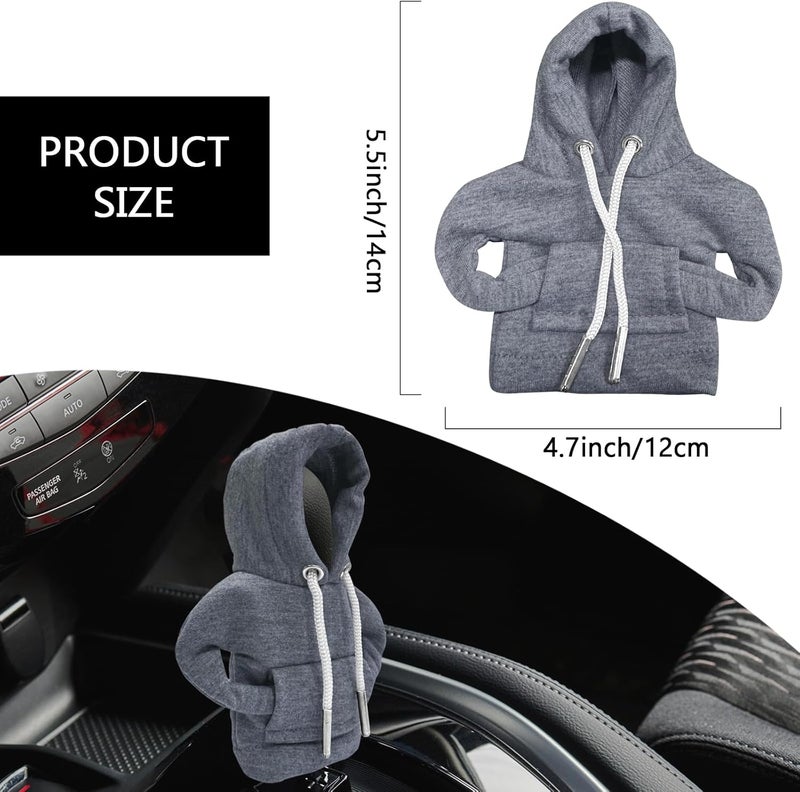 vvag Gear Shift Hoodie,Universal Shift Knob Hoodie, 4.7 Inch Car Shifter Stick Protector Decoration, Funny Hoodie Car Gear Shift Cover (Gray + Green) - Image 2